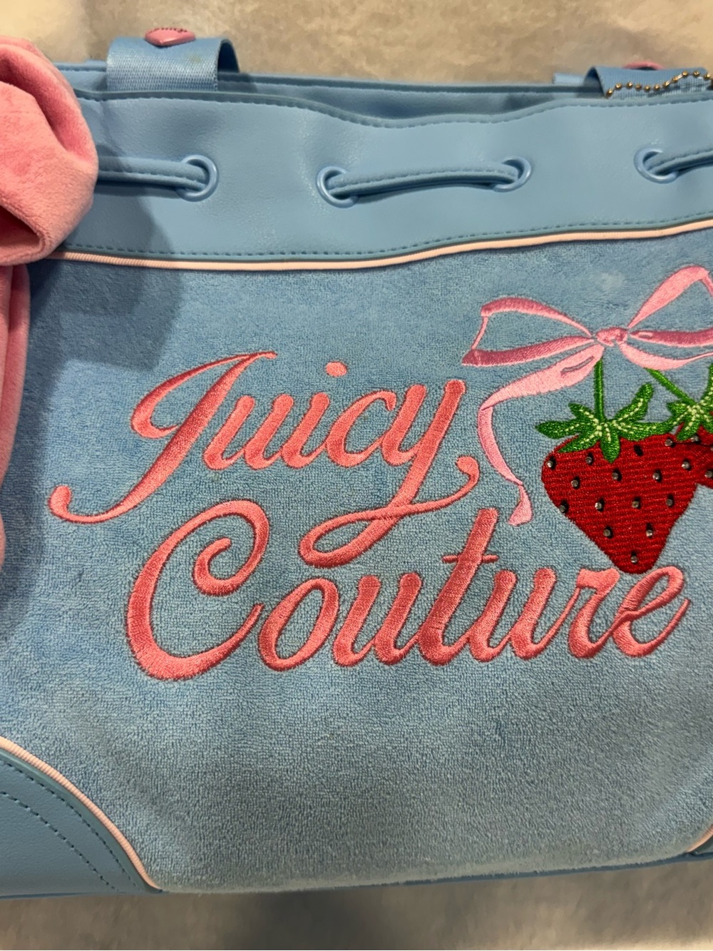 NWT Juicy Couture Retro Strawberry Tote/ Blue Gleam